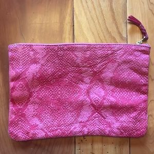 Zadig & Voltaire pink snake skin leather clutch